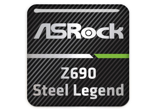 ASRock Z690 Steel Legend Motherboard 1"x1" Chrome Effect Domed Case Badge / Sticker Logo