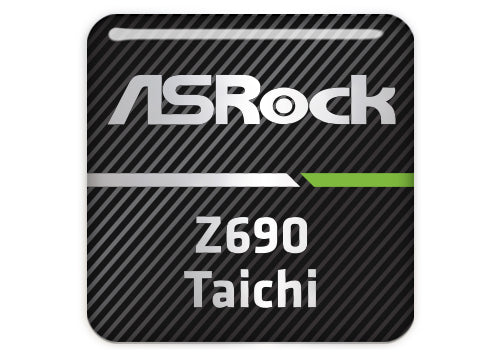 ASRock Z690 Taichi Motherboard 1"x1" Chrome Effect Domed Case Badge / Sticker Logo