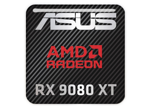 ASUS AMD Radeon RX 9080 XT 1"x1" Chrome Effect Domed Case Badge / Sticker Logo