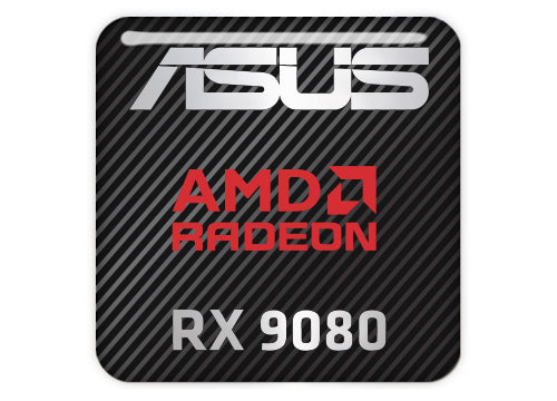 ASUS AMD Radeon RX 9080 1"x1" Chrome Effect Domed Case Badge / Sticker Logo