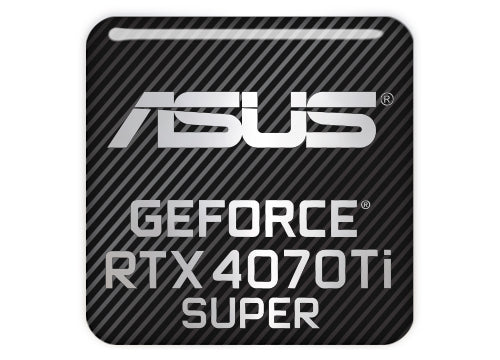 ASUS GeForce RTX 4070 Ti SUPER 1"x1" Chrome Effect Domed Case Badge / Sticker Logo