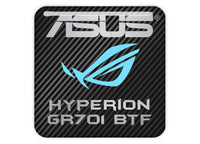 ASUS ROG Hyperion GR701 BTF PC Case 1"x1" Chrome Effect Domed Case Badge / Sticker Logo