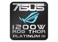 ASUS ROG THOR 1200W PLATINUM III Power Supply 1"x1" Chrome Effect Domed Case Badge / Sticker Logo
