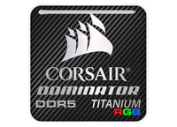 Corsair Dominator Titanium DDR5 RGB RAM 1"x1" Chrome Effect Domed Case Badge / Sticker Logo