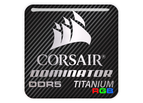 Corsair Dominator Titanium DDR5 RGB RAM 1"x1" Chrome Effect Domed Case Badge / Sticker Logo
