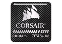 Corsair Dominator Titanium DDR5 RAM 1"x1" Chrome Effect Domed Case Badge / Sticker Logo