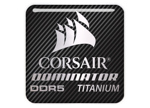 Corsair Dominator Titanium DDR5 RAM 1"x1" Chrome Effect Domed Case Badge / Sticker Logo