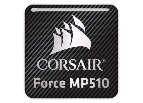 Corsair Force MP510 SSD 1"x1" Chrome Effect Domed Case Badge / Sticker Logo