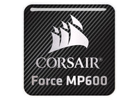 Corsair Force MP600 SSD 1"x1" Chrome Effect Domed Case Badge / Sticker Logo