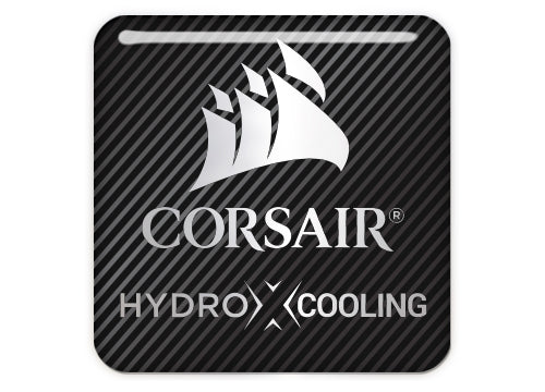 Corsair Hydro X Water Cooling 1"x1" Chrome Effect Domed Case Badge / Sticker Logo