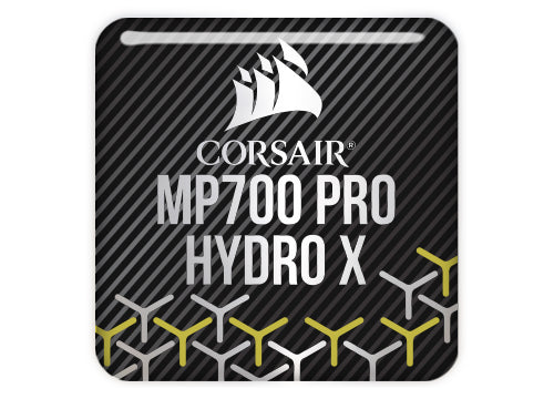 Corsair MP700 PRO HYDRO X SSD 1"x1" Chrome Effect Domed Case Badge / Sticker Logo