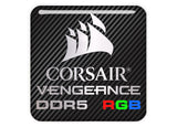 Corsair Vengeance DDR5 RGB RAM 1"x1" Chrome Effect Domed Case Badge / Sticker Logo