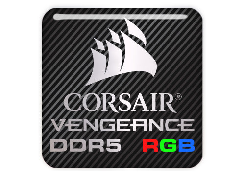Corsair Vengeance DDR5 RGB RAM 1"x1" Chrome Effect Domed Case Badge / Sticker Logo