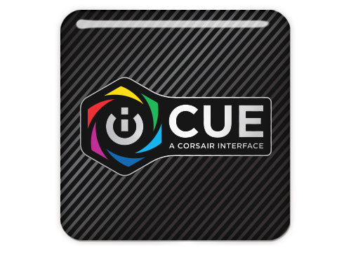 Corsair iCue Liquid Cooling 1"x1" Chrome Effect Domed Case Badge / Sticker Logo