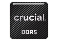 Crucial DDR5 RAM 1"x1" Chrome Effect Domed Case Badge / Sticker Logo