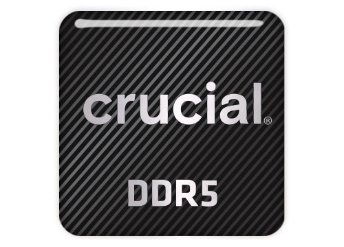 Crucial DDR5 RAM 1"x1" Chrome Effect Domed Case Badge / Sticker Logo