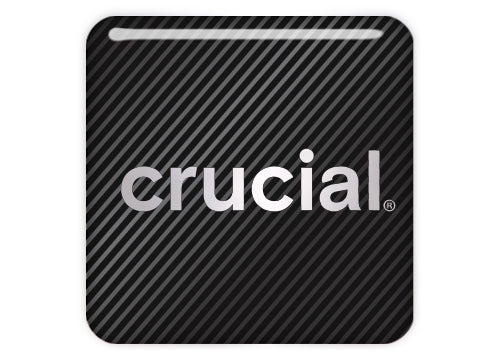 Crucial New Logo  1"x1" Chrome Effect Domed Case Badge / Sticker Logo