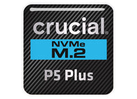 Crucial P5 Plus SSD 1"x1" Chrome Effect Domed Case Badge / Sticker Logo