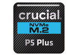 Crucial P5 Plus SSD 1"x1" Chrome Effect Domed Case Badge / Sticker Logo