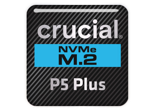 Crucial P5 Plus SSD 1"x1" Chrome Effect Domed Case Badge / Sticker Logo