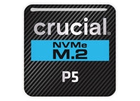 Crucial P5 SSD 1"x1" Chrome Effect Domed Case Badge / Sticker Logo