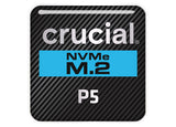 Crucial P5 SSD 1"x1" Chrome Effect Domed Case Badge / Sticker Logo