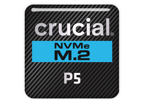 Crucial P5 SSD 1"x1" Chrome Effect Domed Case Badge / Sticker Logo