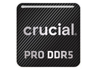 Crucial Pro DDR5 RAM 1"x1" Chrome Effect Domed Case Badge / Sticker Logo