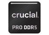 Crucial Pro DDR5 RAM 1"x1" Chrome Effect Domed Case Badge / Sticker Logo