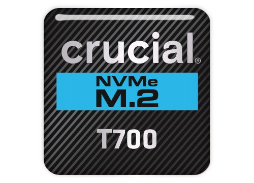 Crucial T700 SSD 1"x1" Chrome Effect Domed Case Badge / Sticker Logo
