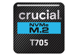 Crucial T705 SSD 1"x1" Chrome Effect Domed Case Badge / Sticker Logo