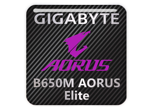 Gigabyte B650M AORUS Elite Motherboard 1"x1" Chrome Effect Domed Case Badge / Sticker Logo