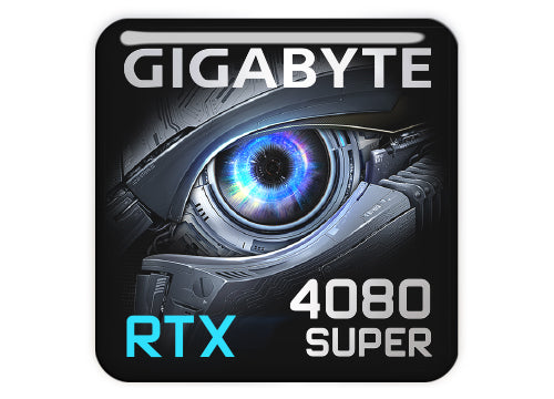 Gigabyte GeForce RTX 4080 SUPER 1"x1" Chrome Effect Domed Case Badge / Sticker Logo