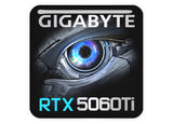 Gigabyte GeForce RTX 5060 Ti 1"x1" Chrome Effect Domed Case Badge / Sticker Logo