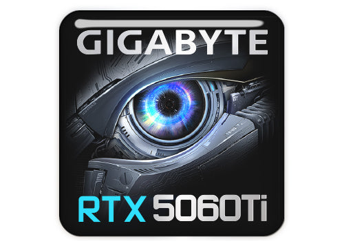 Gigabyte GeForce RTX 5060 Ti 1"x1" Chrome Effect Domed Case Badge / Sticker Logo
