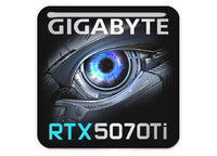 Gigabyte GeForce RTX 5070 Ti 1"x1" Chrome Effect Domed Case Badge / Sticker Logo