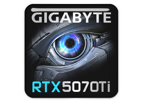 Gigabyte GeForce RTX 5070 Ti 1"x1" Chrome Effect Domed Case Badge / Sticker Logo