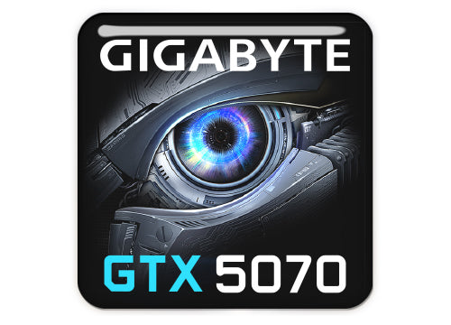 Gigabyte GeForce RTX 5070 1"x1" Chrome Effect Domed Case Badge / Sticker Logo