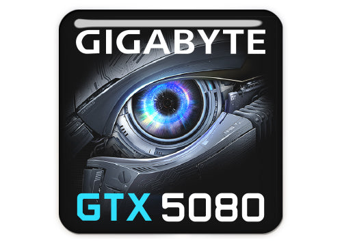 Gigabyte GeForce RTX 5080 1"x1" Chrome Effect Domed Case Badge / Sticker Logo