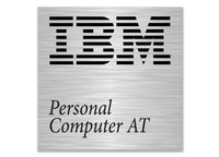 IBM Model F Personal Computer AT 0.94"x0.94" Brushed Silver Effect Sticker Logo