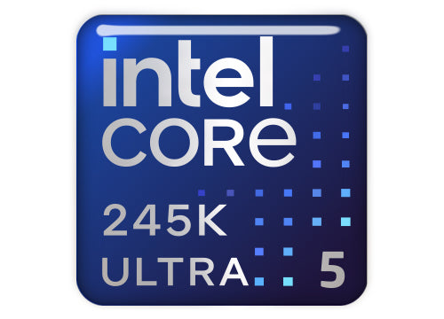 Intel Core Ultra 5 245K 1"x1" Chrome Effect Domed Case Badge / Sticker Logo