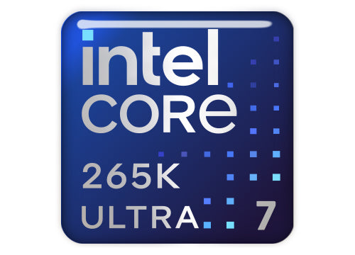 Intel Core Ultra 7 265K 1"x1" Chrome Effect Domed Case Badge / Sticker Logo