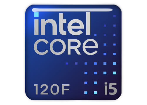 Intel Core i5 120F 1"x1" Chrome Effect Domed Case Badge / Sticker Logo