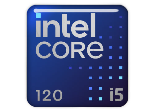 Intel Core i5 120 1"x1" Chrome Effect Domed Case Badge / Sticker Logo