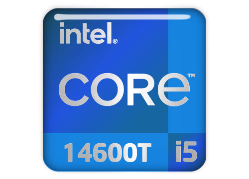 Intel Core i5 14600T 1"x1" Badge de boîtier bombé effet chromé / Logo autocollant
