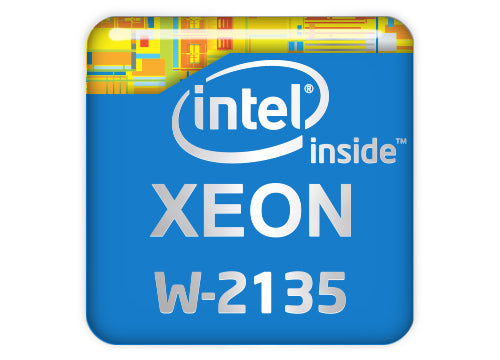 Intel XeonW-2135 1"x1" Chrome Effect Domed Case Badge / Sticker Logo