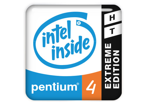 Intel Pentium 4 HT Extreme Edition White 1"x1" Domed Case Badge / Sticker Logo