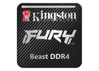 Kingston FURY Beast DDR4 RAM 1"x1" Chrome Effect Domed Case Badge / Sticker Logo