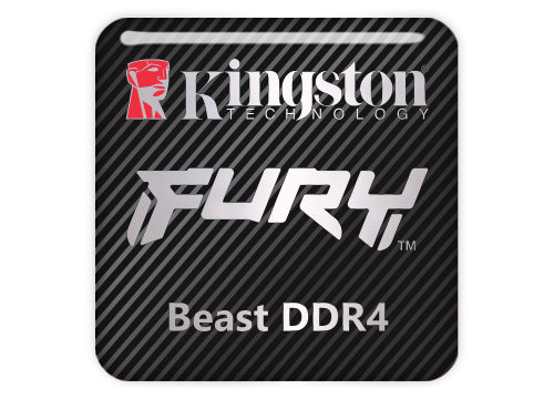 Kingston FURY Beast DDR4 RAM 1"x1" Chrome Effect Domed Case Badge / Sticker Logo