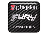 Kingston FURY Beast DDR5 RAM 1"x1" Chrome Effect Domed Case Badge / Sticker Logo